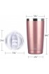 SUNWILL 20oz Tumbler with Lid Stainless Steel Vacuum Insulated Double Wall Travel Tumbler Durable Insulated Coffee Mug Rose Gold Thermal Cup with Splash Proof Sliding Lid