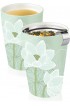 Tea Forte Kati Cup Lotus Ceramic Tea Infuser Cup with Infuser Basket and Lid for Steeping Loose Leaf Tea
