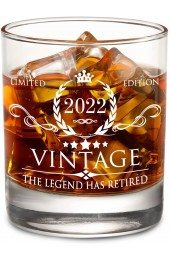 The Legend Has Retired 2022- Limited Edition Retirement Gifts for Men Women – Happy Funny Retirement Gag Gifts Idea for Coworkers Friends Him Her 11 oz Bourbon Scotch Whiskey Glass