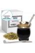 UPGRADED Yerba Mate Natural Gourd Tea Cup Set Original Traditional Mate Cup 8 Ounces | Includes 2 Bombillas Yerba Mate Straws to Use & Cleaning Brush | Stainless Steel | Double-Walled