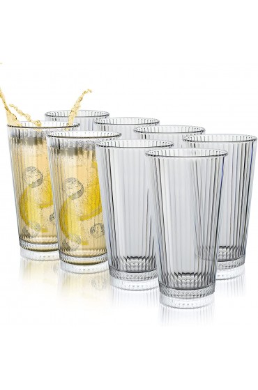 WANCHIY Plastic Tumblers 21 Ounce Drinking Glasses Kitchen Plastic Cups Reusable Dishwasher Safe Stackable BPA-Free Shatter-Proof Plastic Water Glasses for Home Essentials Set of 8