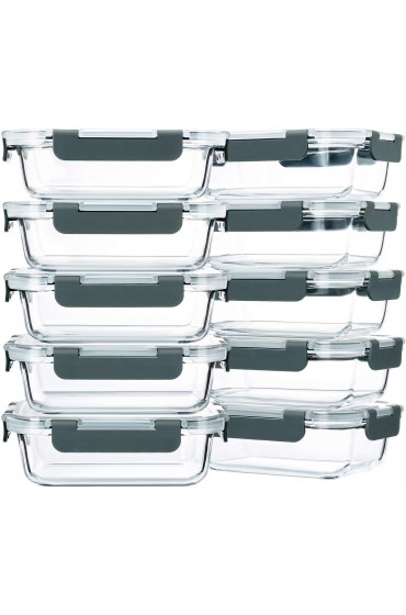 [10-Pack,22 Oz]Glass Meal Prep Containers,Glass Food Storage Containers with lids,Glass Lunch Containers,Microwave Oven Freezer and Dishwasher 22 Oz