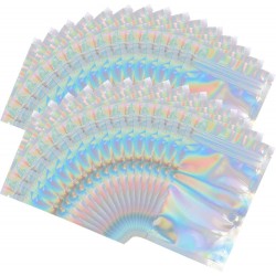 100 Pieces Mylar Holographic Resealable Bags 4 x 6" Smell Proof Bags Foil Pouch Ziplock Bags for Party Favor Food Storage Holographic Color 4 x 6 Inch