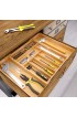 BAMEOS Utensil Drawer Organizer Cutlery Tray Desk Drawer Organizer Silverware Holder Kitchen Knives Tray Drawer Organizer 100% Pure Bamboo Expandable Adjustable Cutlery
