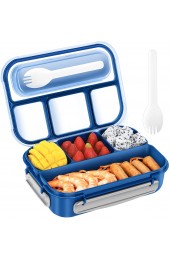 Bento Box Adult Lunch Box,Lunch Box Kids,Lunch Containers for Adults Kids Toddler,1300ML-4 Compartment Bento Lunch Box,Microwave & Dishwasher & Freezer Safe BPA Free Blue