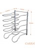 CAXXA Heavy Duty Pan Rack Pot Lid Rack Kitchen Cabinet Pantry Cookware Organizer Rack Holder | 5 Adjustable Dividers Chrome