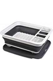 Collapsible Dish Drying Rack Popup and Collapse for Easy Storage Drain Water Directly into The Sink Room for Eight Large Plates Sectional Cutlery and Utensil Compartment Compact and Portable.