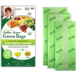 Debbie Meyer GreenBags 20-Pack 8M 8L 4XL – Keeps Fruits Vegetables and Cut Flowers Fresh Longer Reusable BPA Free Made in USA