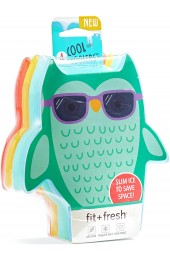 Fit & Fresh Shaped Slim Ice Packs Colorful & Reusable Perfect for Kids Insulated Lunch Bag Bento Box & More Owls