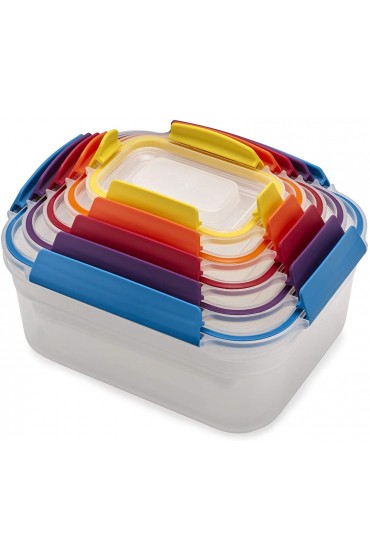 Joseph Joseph Nest Lock Plastic Food Storage Container Set with Lockable Airtight Leakproof Lids 10-Piece Multi-Color