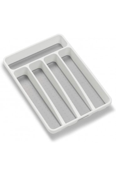 madesmart Classic Mini Silverware Tray White | CLASSIC COLLECTION | 5-Compartments | Kitchen Organizer |Soft-grip Lining and Non-slip Rubber Feet | BPA-Free