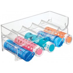 mDesign Plastic Free-Standing Water Bottle and Wine Rack Storage Organizer for Kitchen Countertops Table Top Pantry Fridge Stackable Holds 5 Bottles Each 2 Pack Clear