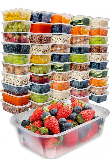PrepNaturals Containers- 50 Pack of 25 Oz 100% BPA-free Plastic Food Containers with Lids- For Meal Preps and Storage- Dishwasher Safe- Food Storage Containers with Lids