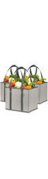 Reusable Grocery Shopping Box Bags 3 Pack Gray. Large Premium Quality Heavy Duty Tote Bag Set with Extra Long Handles & Reinforced Bottom. Foldable Collapsible Durable and Eco Friendly