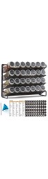 SpaceAid 4 Tier Spice Rack Organizer with 28 Spice Jars 386 Spice Labels Chalk Marker and Funnel Set for Cabinet Countertop Pantry Cupboard or Door & Wall Mount
