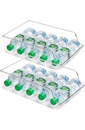 Vtopmart 2 Pack Plastic Fridge Water Bottle Storage Organizer Bins Drink and Soda Can Holder for Refrigerator and Freezer BPA Free Clear