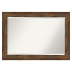 | Amanti Art Alexandria Rustic Brown Frame Collection 41.88-in W x 29.88-in H Distressed Brown Rectangular Bathroom Mirror - AK40446