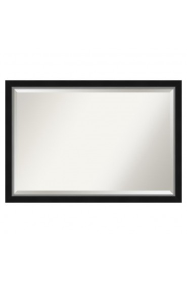 | Amanti Art Eva Black Silver Frame Collection 39.12-in W x 27.12-in H Satin Black,Silver Rectangular Bathroom Mirror - CU24987