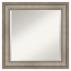 | Amanti Art Mezzanine Antique Silver Frame Collection 25.38-in W x 25.38-in H Antique Bronze,Silver Square Bathroom Mirror - WM37047