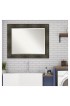| Amanti Art Rail Rustic Char Frame Collection 34.25-in W x 28.25-in H Distressed Black,Brown,Silver Rectangular Bathroom Mirror - NG67285