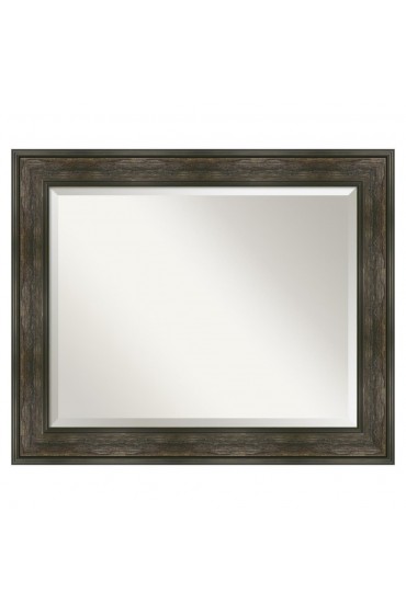 | Amanti Art Rail Rustic Char Frame Collection 34.25-in W x 28.25-in H Distressed Black,Brown,Silver Rectangular Bathroom Mirror - NG67285