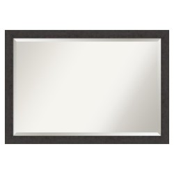 | Amanti Art Rustic Plank Espresso Frame Collection 39.25-in W x 27.25-in H Distressed Brown Rectangular Bathroom Mirror - XW25387