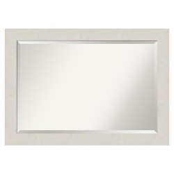 | Amanti Art Rustic Plank White Frame Collection 41.38-in W x 29.38-in H Distressed Cream,White Rectangular Bathroom Mirror - GP48511