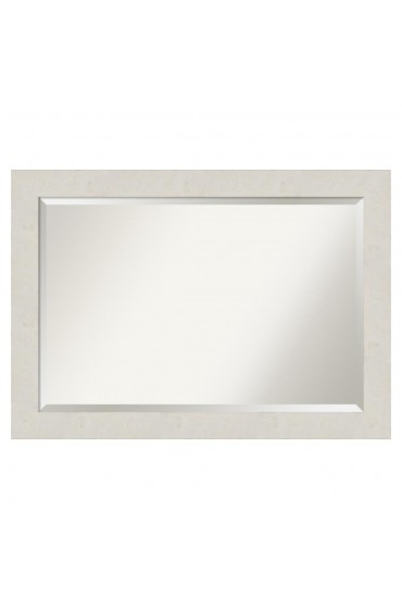 | Amanti Art Rustic Plank White Frame Collection 41.38-in W x 29.38-in H Distressed Cream,White Rectangular Bathroom Mirror - GP48511