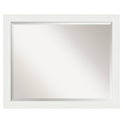 | Amanti Art Vanity White Frame Collection 31.38-in W x 25.38-in H Matte White Rectangular Bathroom Mirror - KX67636