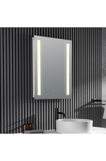 | ANZZI Mantra 24-in W x 30-in H LED Lighted Silver Rectangular Fog Free Polished Frameless Bathroom Mirror - CK12601