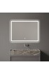 | Decor Wonderland Vanta 23.6-in W x 31.5-in H LED Lighted Black Rectangular Fog Free Framed Bathroom Mirror - HG35679