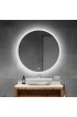 | KINWELL Bathroom Mirror 23.6-in W x 23.6-in H LED Lighted White Round Fog Free Frameless Bluetooth Bathroom Mirror - PJ06076
