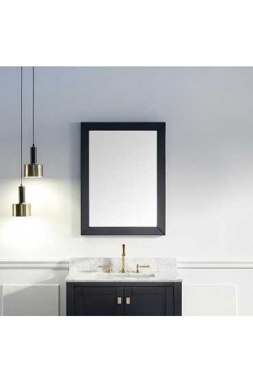 | SUPREME WOOD Whitney 23.6-in W x 31.4-in H Navy Blue Rectangular Bathroom Mirror - TE45780