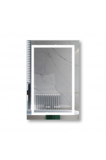 | WELLFOR LED bathroom mirror 24-in W x 36-in H LED Lighted White Rectangular Fog Free Frameless Bathroom Mirror - MJ80418