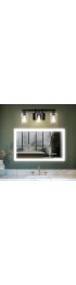| WELLFOR LED bathroom mirror 40-in W x 24-in H LED Lighted White Rectangular Fog Free Frameless Bathroom Mirror - QW53080