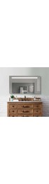 | WELLFOR Vanity Mirror 42-in W x 24-in H LED Lighted Silver Rectangular Fog Free Frameless Bathroom Mirror - BQ39440