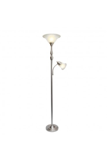 Floor Lamps| Elegant Designs 71-in Brushed Nickel Torchiere with Reading Light Floor Lamp - VJ55095