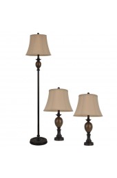 Lamp Sets| Decor Therapy Mae 3-Piece Standard Lamp Set with Brown Shades - FU50464