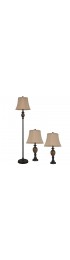 Lamp Sets| Decor Therapy Mae 3-Piece Standard Lamp Set with Brown Shades - FU50464