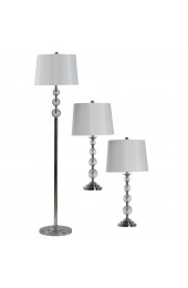 Lamp Sets| StyleCraft Home Collection StyleCraft Home Collection- Lamp Set- Authentic Crystal Finish- White Hardback Fabric Shade- 3-Piece Set (2 Table, 1 Floor) - ZR57884