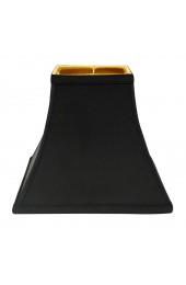 Lamp Shades| Cloth & Wire 10-in x 12-in Black (With Gold Lining) Silk Bell Lamp Shade - WD24414