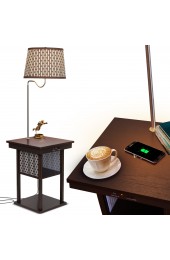 Table Lamps| Brightech Havana Brown Rotary Socket Table Lamp with Fabric Shade - EY50195