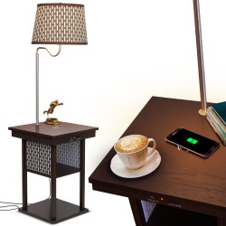 Table Lamps| Brightech Havana Brown Rotary Socket Table Lamp with Fabric Shade - EY50195