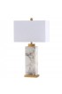 Table Lamps| JONATHAN Y Contemporary 27.5-in Gold Leaf Rotary Socket Table Lamp with Linen Shade - VZ40970