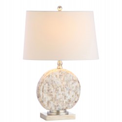 Table Lamps| JONATHAN  Y Traditional 24-in Antique Silver Rotary Socket Table Lamp with Linen Shade - UY45927