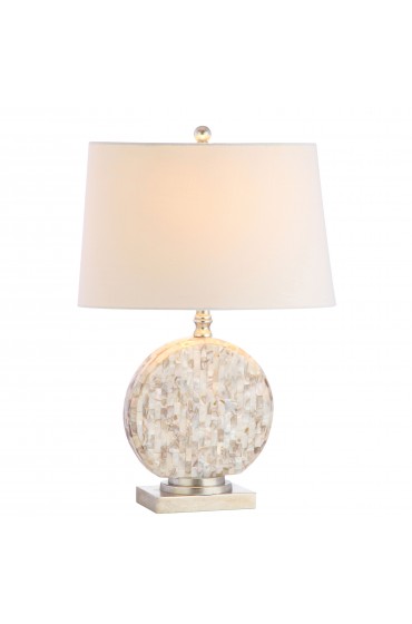 Table Lamps| JONATHAN Y Traditional 24-in Antique Silver Rotary Socket Table Lamp with Linen Shade - UY45927