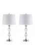 Table Lamps| JONATHAN Y Transitional 27.5-in Chrome Rotary Socket Table Lamp with Linen Shade (Set of 2) - DK91871