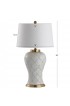 Table Lamps| JONATHAN Y Transitional 29-in Brass Gold Rotary Socket Table Lamp with Linen Shade - HF53479