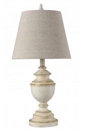 Table Lamps| StyleCraft Home Collection 24-in Distressed Cream Table Lamp with Fabric Shade - UA38955