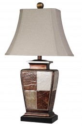 Table Lamps| StyleCraft Home Collection 29-in Bronze, Cream, Gold Leaf Table Lamp with Fabric Shade - TD31877